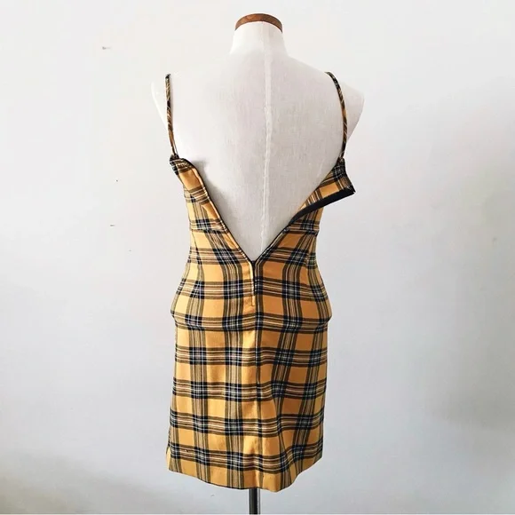TWIK Yellow Plaid Spaghetti-Strap Dress (it’s giving Clueless) - Picture 3 of 7